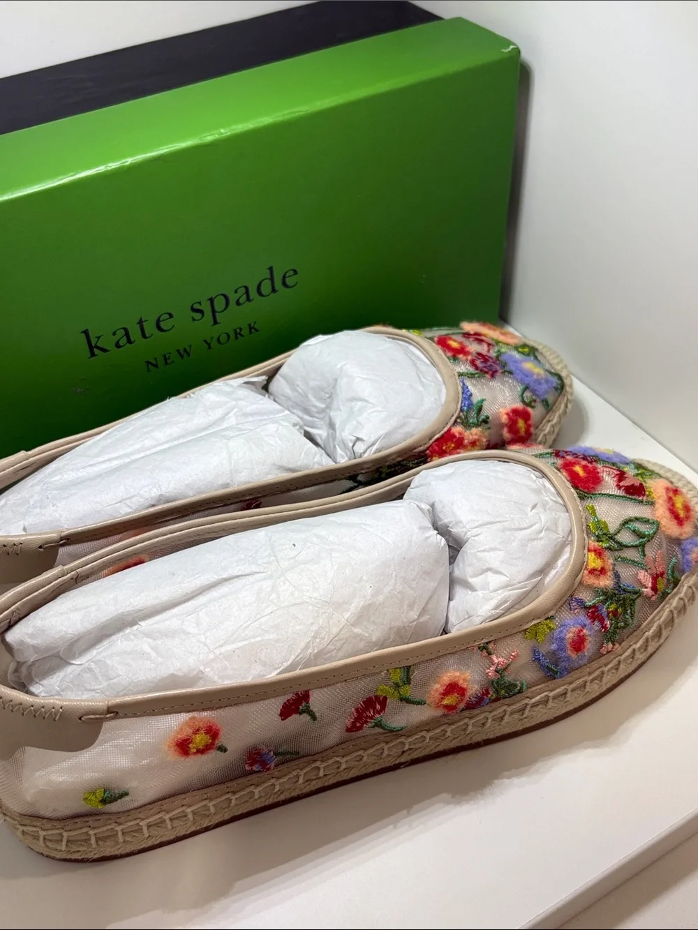 kate spade Whimsical Garde Espadrille Flats with Multicolor Floral Embroidery